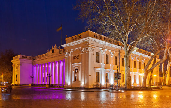 Odessa City Hall At Night