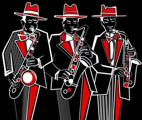 Peel and stick wall murals Music band saxophonists