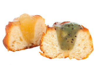 cake with fruit filling isolated