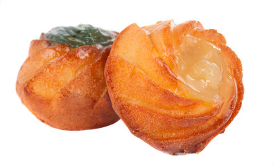 cake with fruit filling isolated