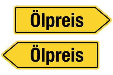 2 Pfeilschilder gelb ÖLPREIS