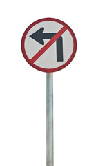 No left turn road sign