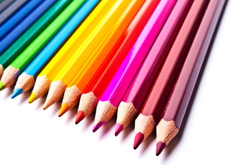 Fototapeta premium colored pencils on a light background