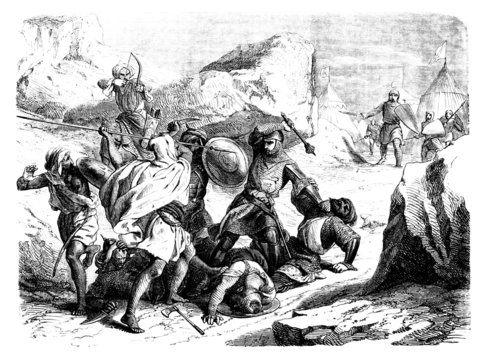 Arabs attacking Crusaders - 12th century