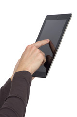 hands with tablet computer