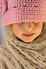 Little Girl in Pink Crochet Hat