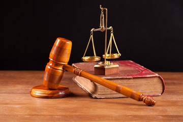 judge gavel book and balance