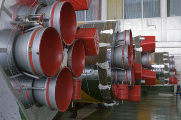 Soyuz space rocket assembly building. Baikonur Cosmodrome