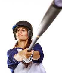 Woman Baseball or Softball Player batting © desertsolitaire