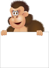 Gorilla cartoon with blank sign