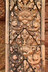 Pink stone carvings of Banteay Srei, Siemreap.