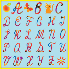 English alphabet for children with colorful letters