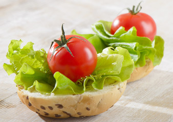 Sandwiches with  lettuce and tomato