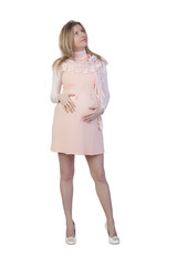 pregnant female on a white background