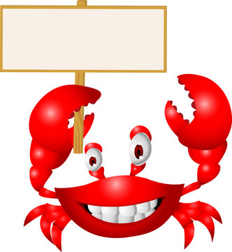 Crab with blank sign