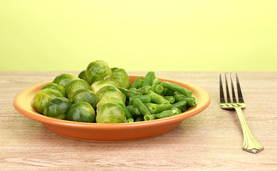 Fresh brussels sprouts and french bean