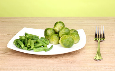 Fresh brussels sprouts and french bean