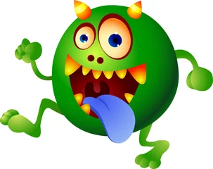 Photo sur Plexiglas Créatures Caricature de monstre vert