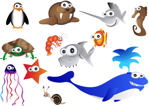 sea animals,vector illustration of ocean life