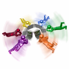 Color mans with laptops