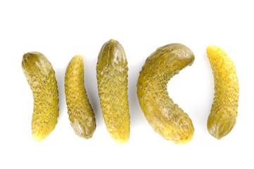 Pickled gherkins - white background