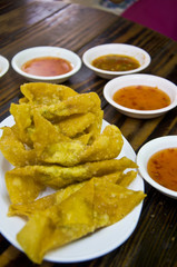 The Fried dumpling crispy and sauce