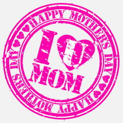 Grunge Happy mother's day rubber stamp, vector illustration