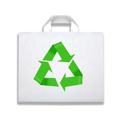 Bag with recycle symbol.