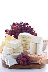 Cheese platter and grapes