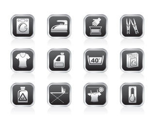 Washing machine and laundry icons - vector illustration