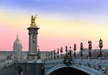Rolgordijnen Pont Alexandre III The Alexander III Bridge. Paris,Sunset...