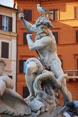Plakat Rzym, Piazza Navona, Fontanna Neptuna szczegółowości