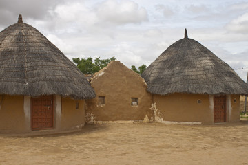 Village hut in Thar desert in India