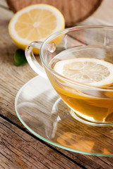 Cup of organic lemon fruit tea