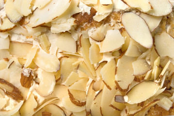 almond shaving on cake. background