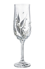 Empty wedding champagne glass isolated on white with path includ