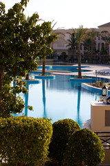 Poolanlage unter Palmen