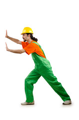 Construction worker isolated on the white