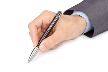 Business concept with hand writing on white