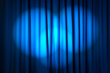Brightly lit curtains in theatre concept