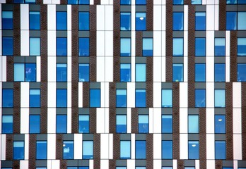 Blue Windows in a business block building