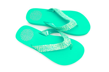 Summer colourful shoes on white