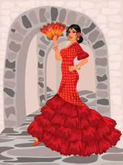 Spanish woman in style of a flamenco