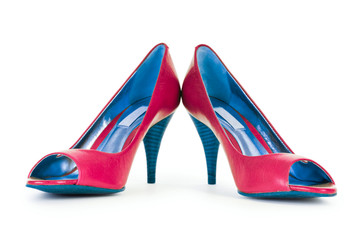 Red female shoes in fashion concept