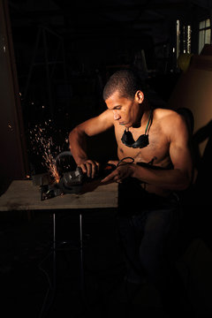 Man at work with steel