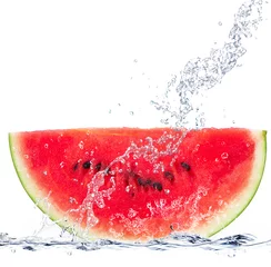 Foto auf Acrylglas Spritzendes Wasser Wassermelonenspritzer