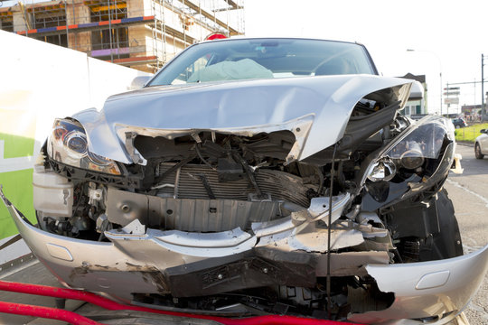 frontal car crash wreck