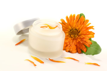 Ringelblumesalbe mit Blüten