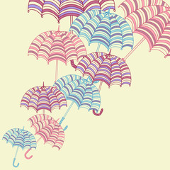 Design ellement with cute umbrellas. Vector illustration.