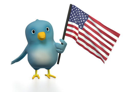 Bluebird  with flag of the USA